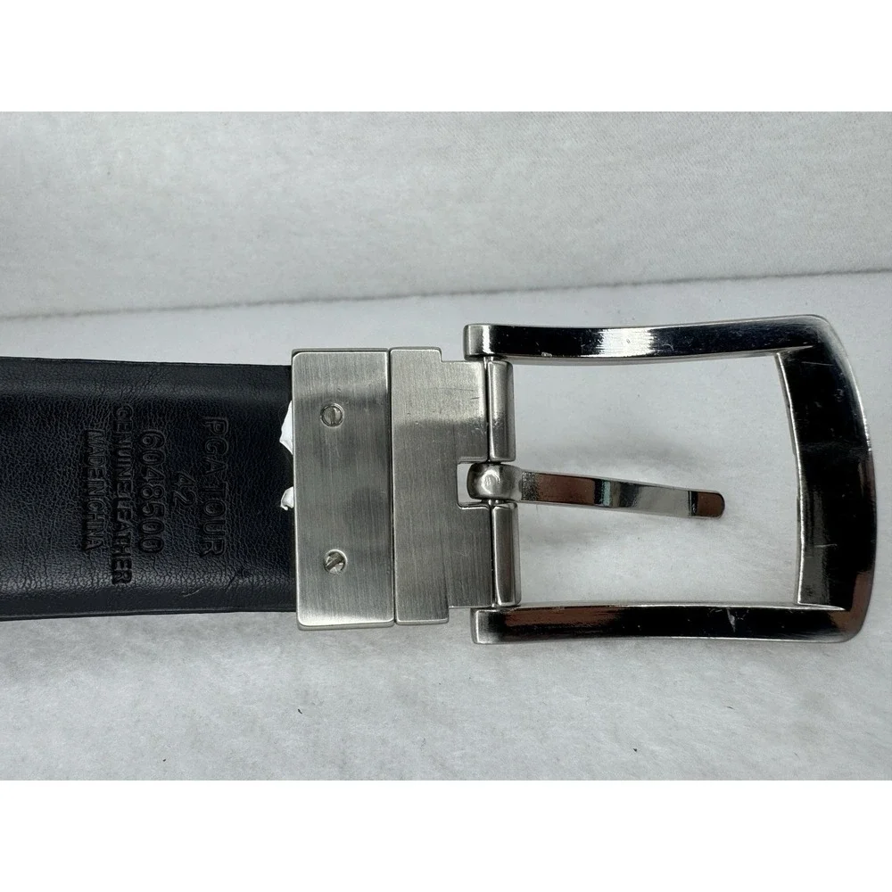 PGA Tour Men's Reversible Leather Golf Belt Black Gray Sz 36